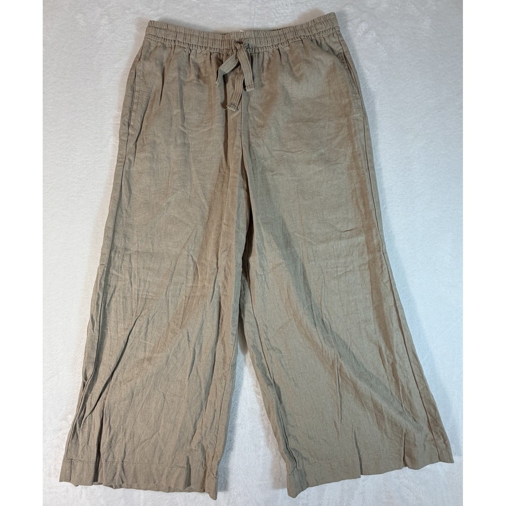 Max Studio Pants Women's Sz M Blended Linen Wide Leg Trousers Work Casual Hippie
